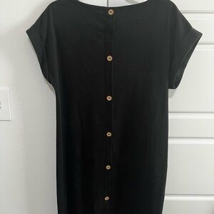 Black Short Sleeve Ribbed Dress